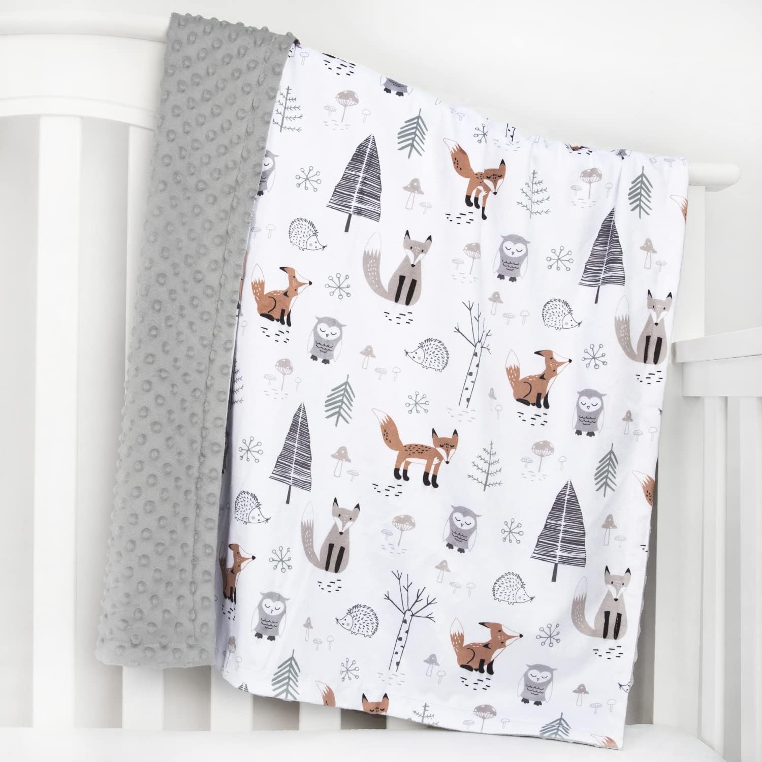 HOMRITAR Baby Blanket for Boys Girls Soft Plush Minky Blanket with Double Layer Dotted Backing for Toddler with Forest Foxes Multicolor Printed 30 x 40 Inch(75x100cm) - Image 6